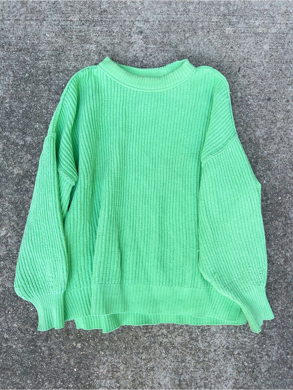 Aerie Beyond Chenille Fresh Green Crochet Crewneck Sweater Oversized M